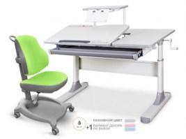 Комплект стол Mealux Vancouver Multicolor+ кресло ErgoKids Y-402 - серый/салатовый с полкой